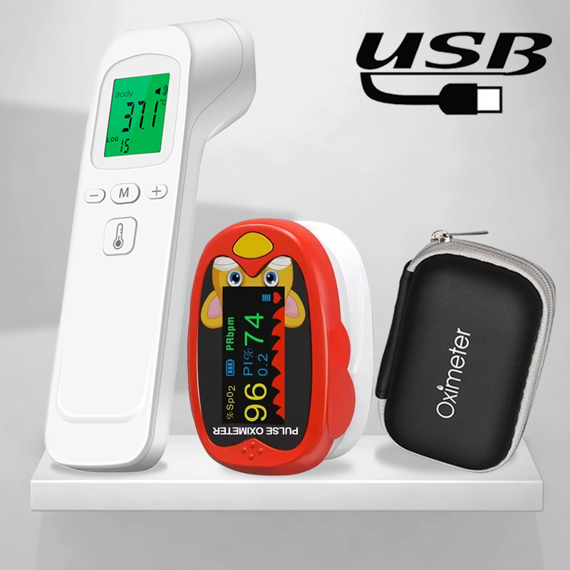 Digital Thermometer Infrared - Termometer Telinga Laser Tanpa Kontak, Oksimeter,
