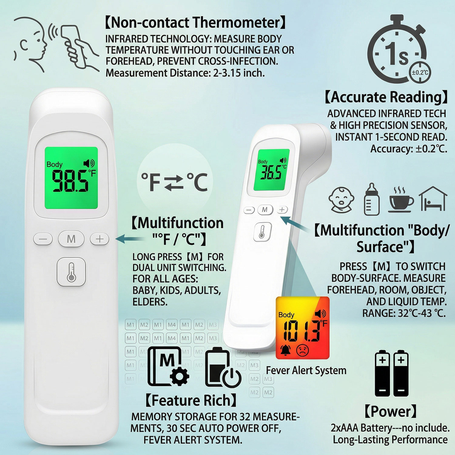 Termometer Medis Tanpa Kontak, - Digital Thermometer Infrared ulasan dan harga